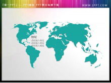 绿色平面世界地图PPT插图免费下载