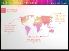 Pink elegant world map PPT illustration material