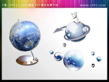 Three globes icon PPT material download