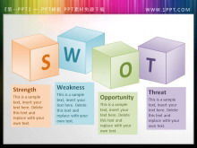 3D box slide text box material with SWOT background
