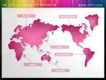 Descarga de viñeta PPT de mapa del mundo rosa