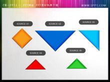 Cinque set di squisiti download di materiale PPT per vignette tangram