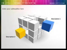 Material de viñeta PPT del cubo de Rubik compuesto por varios cubos