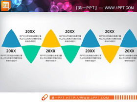 Osiem kolorów strzałek na osi czasu PPT