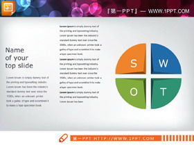 Tre serie di grafici di analisi SWOT a colori
