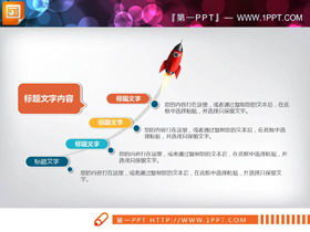 Progressive Beziehung PPT-Diagramm der Dekoration kleiner Raketen