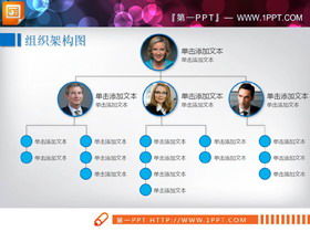 Gráfico de PPT del organigrama de dos miembros del equipo azul