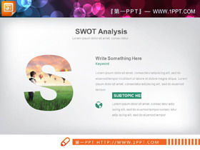 絵の塗りつぶしスタイルのSWOT分析PPTチャート
