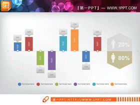 Trois diagrammes de Gantt PPT pour la comparaison du nombre d'hommes et de femmes