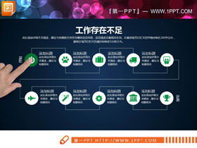 Green flat dynamic gesture embellishment work summary PPT chart