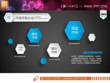 Gráfico PPT del plan de negocios tridimensional micro azul y blanco Daquan