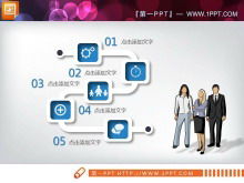 Descărcare gratuită diagramă PPT pentru prezentare de afaceri micro-tridimensională albastră