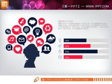 빨간색과 파란색 평면 비즈니스 보고서 PPT 차트 Daquan