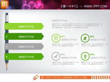 Tableau de synthèse PPT du rapport de travail plat vert Daquan