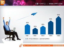 Niebieskie płaskie podsumowanie pracy Wykres PPT Daquan