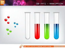 Diagrama de slide de relacionamento lado a lado do tubo de ensaio de cristal de três cores