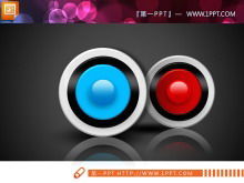 Round button side by side comparison relationship PPT chart