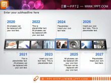 Film-style chronological history PPT template download