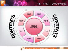 粉色水晶风格PPT图表模板包下载