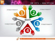 Die Aggregationsbeziehung PPT-Diagramm von fünf Händchen haltenden Schurken