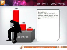 Template histogram PPT tiga dimensi 3d dihiasi dengan siluet orang