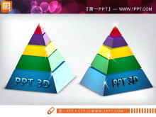 Quatre matériaux de diagramme de diapositives de relations hiérarchiques dynamiques de fond de pyramide stéréo 3D