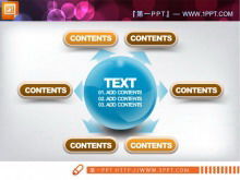 Material de diagrama PPT de relación de difusión de estilo cristalino tridimensional 3d