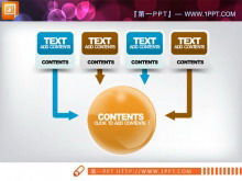 A three-dimensional aggregation relationship PowerPoint template