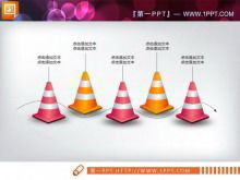 Slide flow chart template with beautiful traffic roadblock background