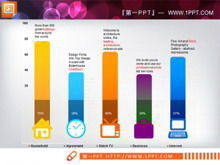 하단에 아이콘이있는 PPT 히스토그램 차트 자료