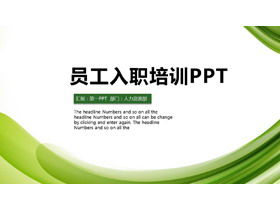 Grüne minimalistische PPT-Vorlage für die Einführungsschulung für neue Mitarbeiter