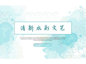 Fresh artistic watercolor style report business general ppt template