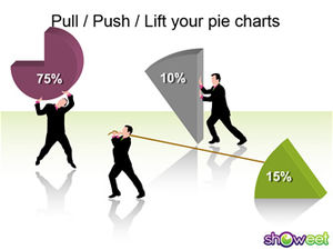 Business people and fan-shaped three-dimensional ppt chart
