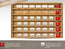 Bagan kalender PPT kreatif kabinet kayu
