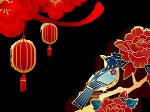 Festival musim semi gaya Cina merah meriah tema dekorasi sudut unduhan paket bahan gratis (16 foto)
