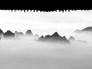 Montañas, ríos y picos de pintura de tinta de ultra alta definición, estilo chino, estera ancha libre (4 fotos)