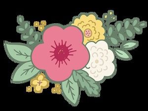 Beautiful cartoon flowers png picture material (color black and white double set)