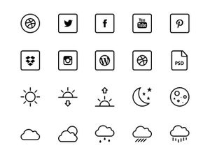 200+ common thin line pixel small icons ppt material download