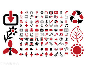 Material de ppt de ícone de interface de usuário vermelho e preto do escritório de negócios vida entretenimento