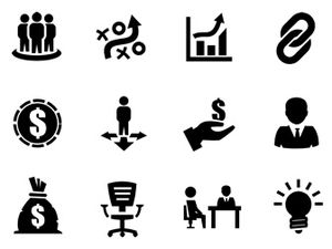 Material de ícone de ppt preto plano de finanças de negócios