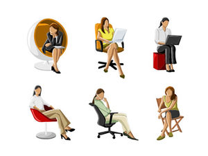 Einzelne weibliche Sitzhaltung Geschäftsperson Farbe Silhouette Klasse ppt Material