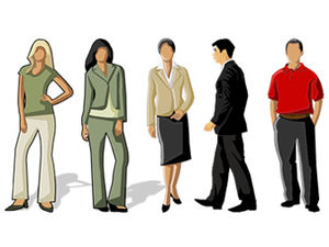 Silhueta colorida solteiros masculinos solteiros femininos desenhos animados personagens de negócios silhueta material ppt