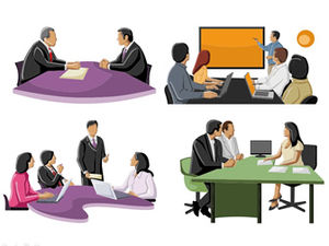 Business people meeting discussion color silhouette class ppt material