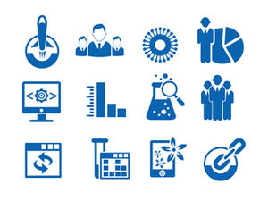 ppt drawing flat monochrome blue business icons
