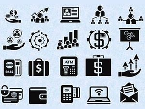 Flat ppt drawing vector icons for business, tourism, sports, etc.