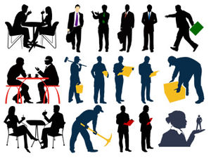 رجال الأعمال الحياة التجارية صورة ظلية PPT مواد الرسم