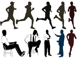 People running action silhouette ppt material