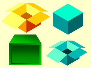 Template bahan ppt kotak kertas kubus