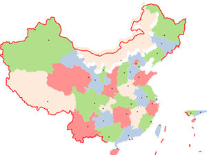 วัสดุ ppt แผนที่จีนรุ่นมาตรฐาน (จังหวัดสามารถแยกและปรับเปลี่ยนสีได้)