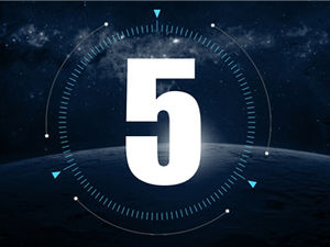 Sternenhimmel Hintergrund rotierender Punktlinienring 5 Sekunden Countdown Spezialeffekt ppt-Vorlage